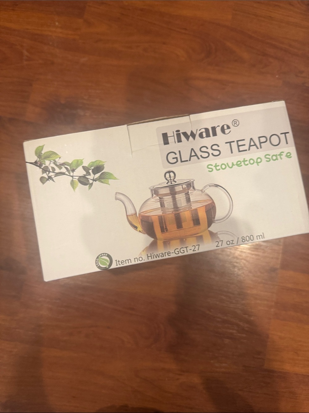 HIWARE glass tea pot -new in box-